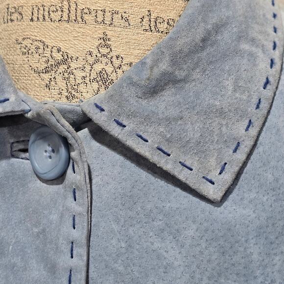 Vintage Monterey Bay Clothing Company Denim Blue Genuine Leather Jacket Size 14 - Picture 3 of 13